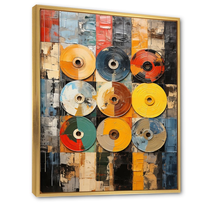 Designart "Vinyl Record Retro Vinyl III" Vinyl Records Framed Wall Art